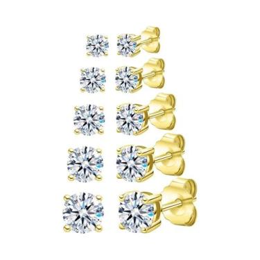 Imagem de Brincos De Zircônia CZ Em Prata Esterlina 925 Banhados a Ouro 18k Para