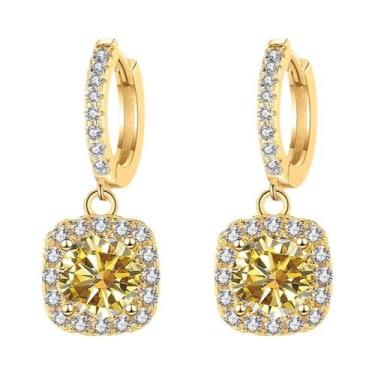 Imagem de Brincos Femininos De Moissanite 1ct VVS D, Banhados a Ouro 18K, Prata 