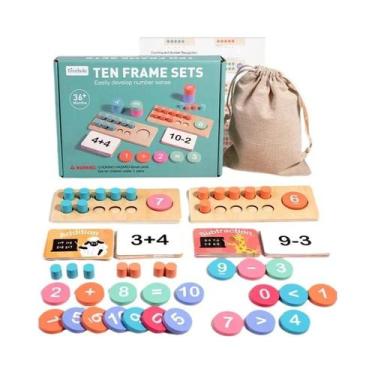 Imagem de Conjunto De Quadros De Dez Em Madeira: Brinquedo Educacional Para Cont