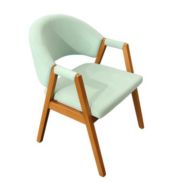 Imagem de Cadeira Milano Estofada em Veludo com Base de Madeira Menta Liberty Móveis