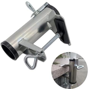 Imagem de APZDFGIFCD Suporte de guarda-chuva de pátio pesado banco Buddy Deck suporte de guarda-chuva clipe de suporte de braçadeira forte suporte de guarda-sol de metal durável suporte de guarda-sol de pesca de praia braçadeira de cadeira