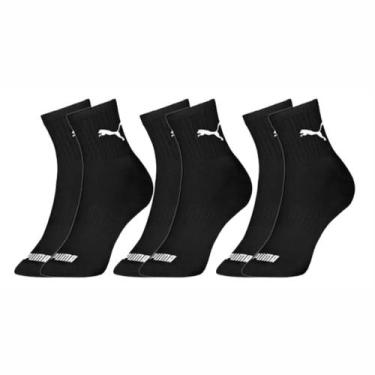 Imagem de Kit 3 Pares Meias Puma Cano Médio Adulto Algodão Original, 44/46, Pret