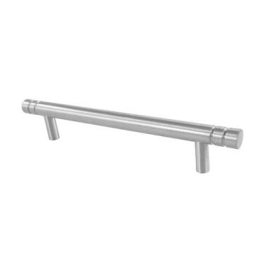 Imagem de Puxador Barra Acetinado Com Friso Externo Alumínio 0210 Pauma, 192 mm