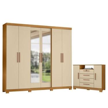 Imagem de Cômoda Madri e Guarda Roupa Casal San Diego com Espelho Carvalho Ameri