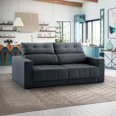 Imagem de Sofá Retrátril 4 Lugares 240cm Hanover Reclinável Veludo Cinza Grafite