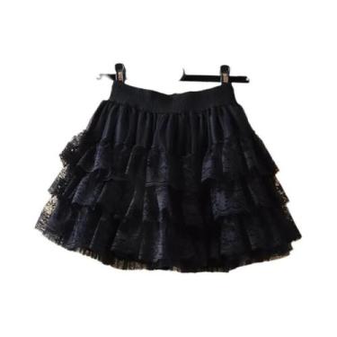 Imagem de Saia Tutu Gótica Preta Elástica Com Detalhes Em Renda E Tule Para Mulh