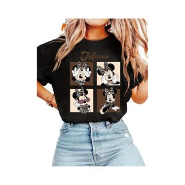 Imagem de Camiseta Minnie Mouse Com Estampa De Leopardo E Design De Laço, Manga 