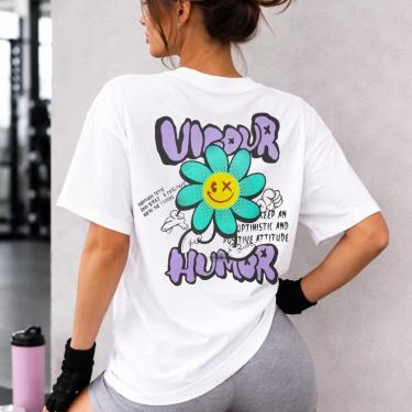 Imagem de Camiseta Oversized Feminina Estampada Fitness Academia Streetwear-Feminino