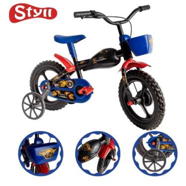 Imagem de Bicicleta Infantil Aro 12 Styll Moto Bike Com Rodinhas e Cestinha Meni