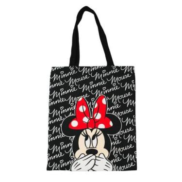 Imagem de Bolsa Sacola Preta Retangular Rosto Minnie - Disney