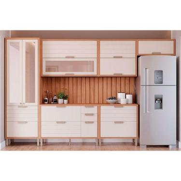 Imagem de Cozinha Completa Eloise 3 Portas 1 Gaveta MDF 120 cm Off White Cinamomo com 8 Módulos