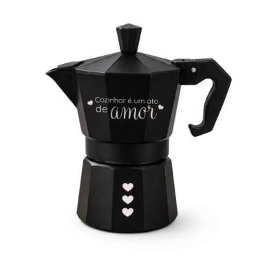 Imagem de Cafeteira Tradicional Italiana Milano Alumínio Preta 300ml para 6 Xíca