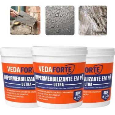 Imagem de Kit 3 Impermeabilizante Em Pó Ultra Veda Forte 800g