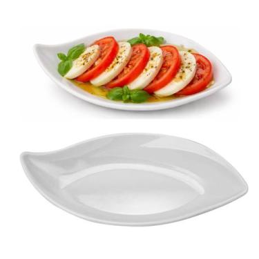 Imagem de Travessa Folha Branca em melanina 18 cm prato buffet - unyhome