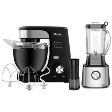 Imagem de Kit Batedeira Planetaria 500w + Liquidificador 1400w Inox pro - Preto 
