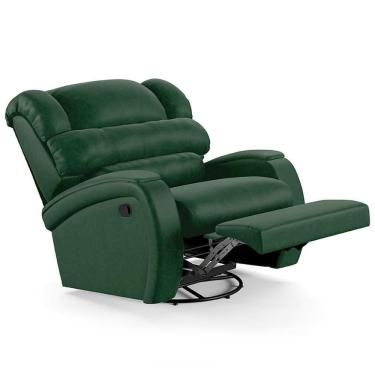 Imagem de Poltrona Do Papai Reclinável Kalie Glider Giratória Usb Fh9 Pu Verde Musgo - Mpozenato