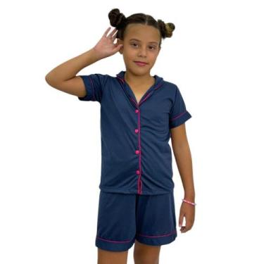 Imagem de Pijama Infantil Menina Verão Americano Blusa com Gola e Short Brenda- 