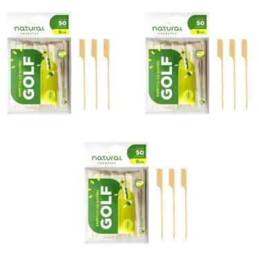 Imagem de Kit 3 Pacotes de Espeto de bambu Golf 9cm Natural com 50 unidades Idea