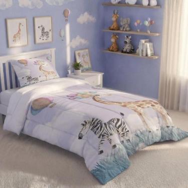 Imagem de Edredom Solteiro Infantil 2PC para Meninas 400 Fios Dupla Face Premium