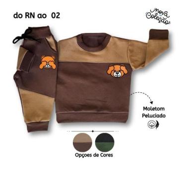 Imagem de Conjunto Moletom Infantil Bebê Peluciado Flanelado Roupa Inverno Abrig