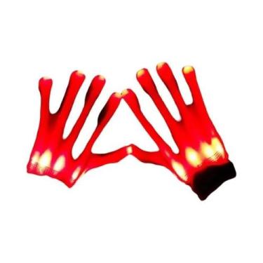 Imagem de Luvas De LED Neon Luminosas Com Caveira Piscante Para Festa De Hallowe