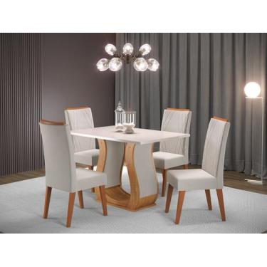 Imagem de Mesa de Jantar Retangular Nubia com 4 Cadeiras Madeira Maciça Vegas - 