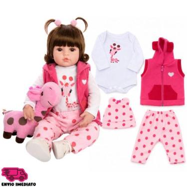 Imagem de Saída De Maternidade Menina C/ Acessórios Girafa Rosa Kit para Boneca 