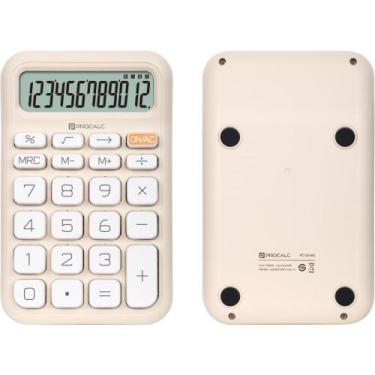 Imagem de Calculadora Mesa 12 Dígitos Bege Solar e Bateria PC130 - Procalc
