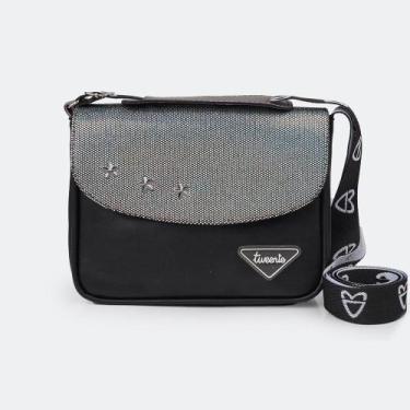 Imagem de Bolsa Infantil Tweenie Preta e Holográfico Prata 580.159, Preto