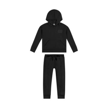 Imagem de Conjunto Moletom Canguru Preto Menina Colorittá, 10, Preto