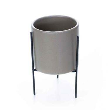 Imagem de Cachepot Cinza Com Suporte Em Metal m 13x8 cm M02 - D'Rossi