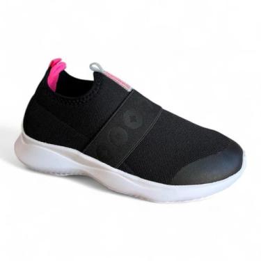 Imagem de Tênis Menina Infantil Novopé Calce Fácil Elástico Conforto, preto/pink
