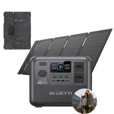 Imagem de Kit Estação de Energia Portátil Ac70 220v Bluetti + Placa Solar 60w Ec