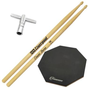 Imagem de Baquetas Liverpool 2B 5A 5B 7A Classic Marfim + Pad Bateria 12 Polegad