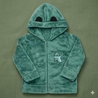 Imagem de Jaqueta Fleece para Bebê Menino Capuz Interativo Quentinha Cor:VerdeTa