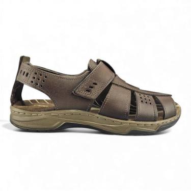 Imagem de Sandália Pegada Masculina Couro 132256 Fechada com tiras autocolantes 