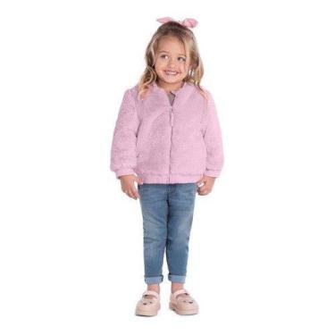 Imagem de Jaqueta Infantil Menina Sem Capuz Gorro Fleece Plush Inverno - anjo da