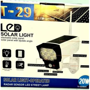 Imagem de Camera Falsa de Monitoramento Solar 20W com Controle e LED Sensor Huma