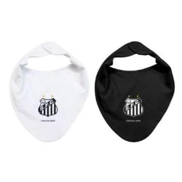 Imagem de Babador Bandana Santos Kit 2 Peças Oficial Torcida Baby
