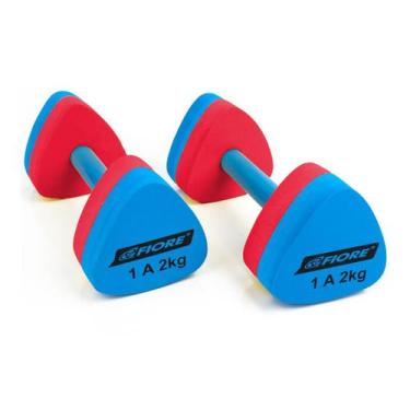 Imagem de Halter Triangular EVA Para Hidroginástica 1 A 2 Kg Fiore, Azul, Vermel