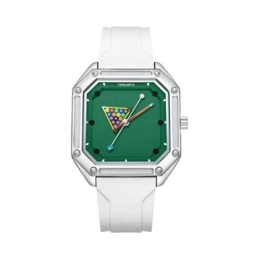 Imagem de Relógio De Quartzo Quadrado Com Mostrador Verde E Pulseira De Borracha