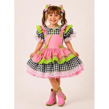 Imagem de Vestido Feminino Infantil de Festa Junina Candinha Com Bolsinha - Fant