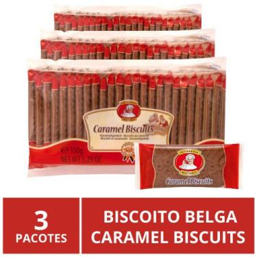 Imagem de Biscoito Belga Caramel Biscuits, 150 Bolachas (3 Pacotes) - Patisserie