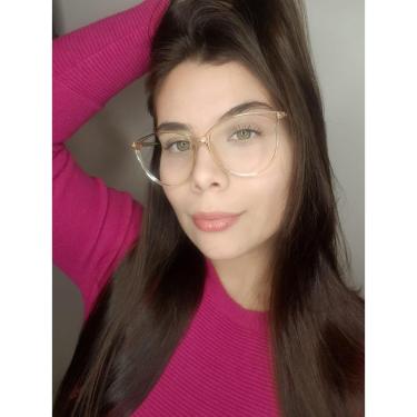 Imagem de Armação Óculos de Grau Feminina Redondo Med Dourada-Feminino