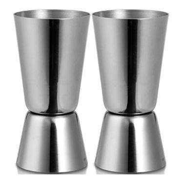 Imagem de 2 Copo Dosador Duplo Medidor Bebida Bar Caipirinha Aço Inox