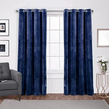 Imagem de Exclusive Home Curtains EH8196-03 2-108G Velvet Heavyweight Grommet Top Curtain Panel Par, 54x108, Azul marinho, 2 unidades