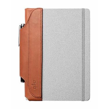 Imagem de Suporte de caneta QUIVER para notebook, suporte de caneta Stylus para tablet, elástico, reutilizável, não adesivo, serve para notebooks B6, A6, A5, diários, planejadores e capas de tablet de 14 a 26,6 cm de altura, Brown Leather, Brown Stitching, Large Single Pen Holder