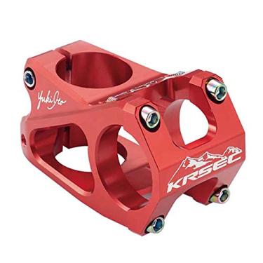 Imagem de Hastes de guidão de bicicleta CNC design oco ultraleve liga de alumínio elevador curto 31,8 x 50 mm haste de guidão para a maioria das bicicletas, bicicleta de estrada, MTB, BMX, ciclismo (vermelho com logotipo)