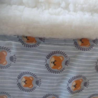 Imagem de Cobertor par bebê 100 X80cm com lã de carneiro e tricoline estampado