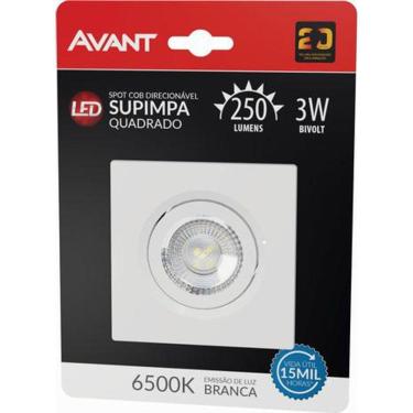 Imagem de Spot de LED 6500K 3W quadrado - Luz Branca